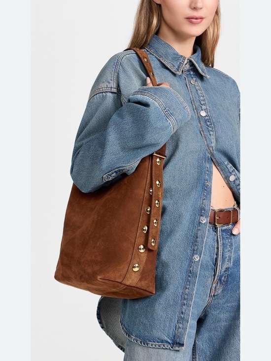 Lilium Fireze Handbags - Lilium Firenze Suede Bucket Shoulder Bag in cognac